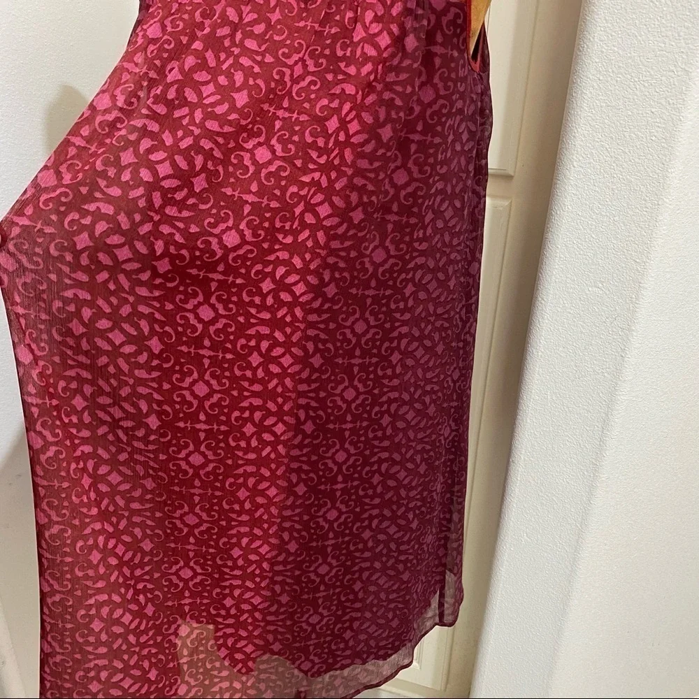 Anthropologie Niki Tlahajan Womens Shift Dress Red Floral Keyhole Embroidered 6